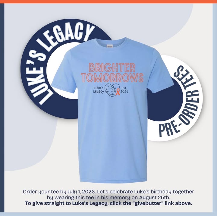 Luke's Legacy Foundation seasonal apparel and Triceratops taggie comfort item inspired by Luke's favorite things