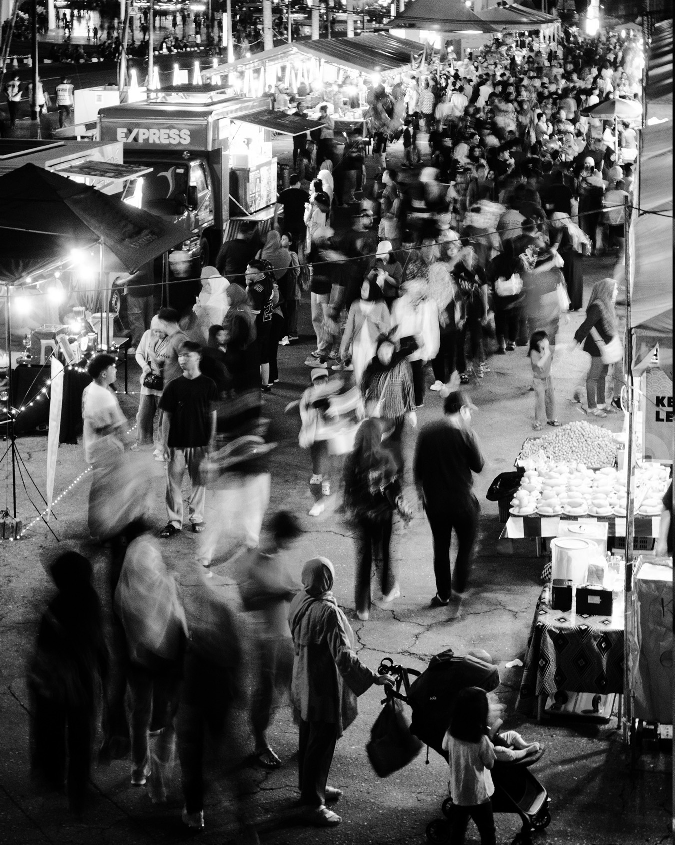 A crowd at a night market