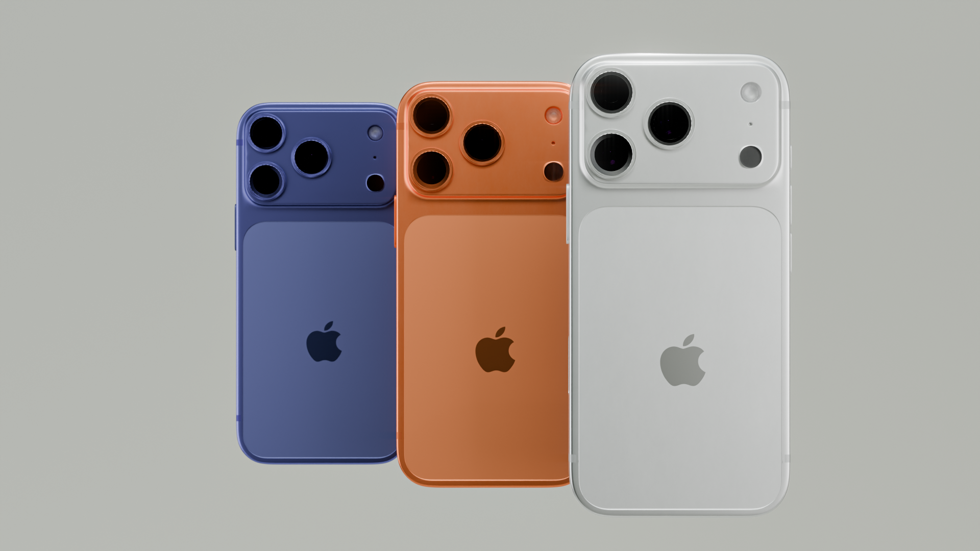 Purple, orange and white smartphones in a clean product lineup