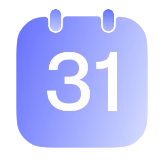 Calendar icon with the number 31 in white on a blue gradient background.