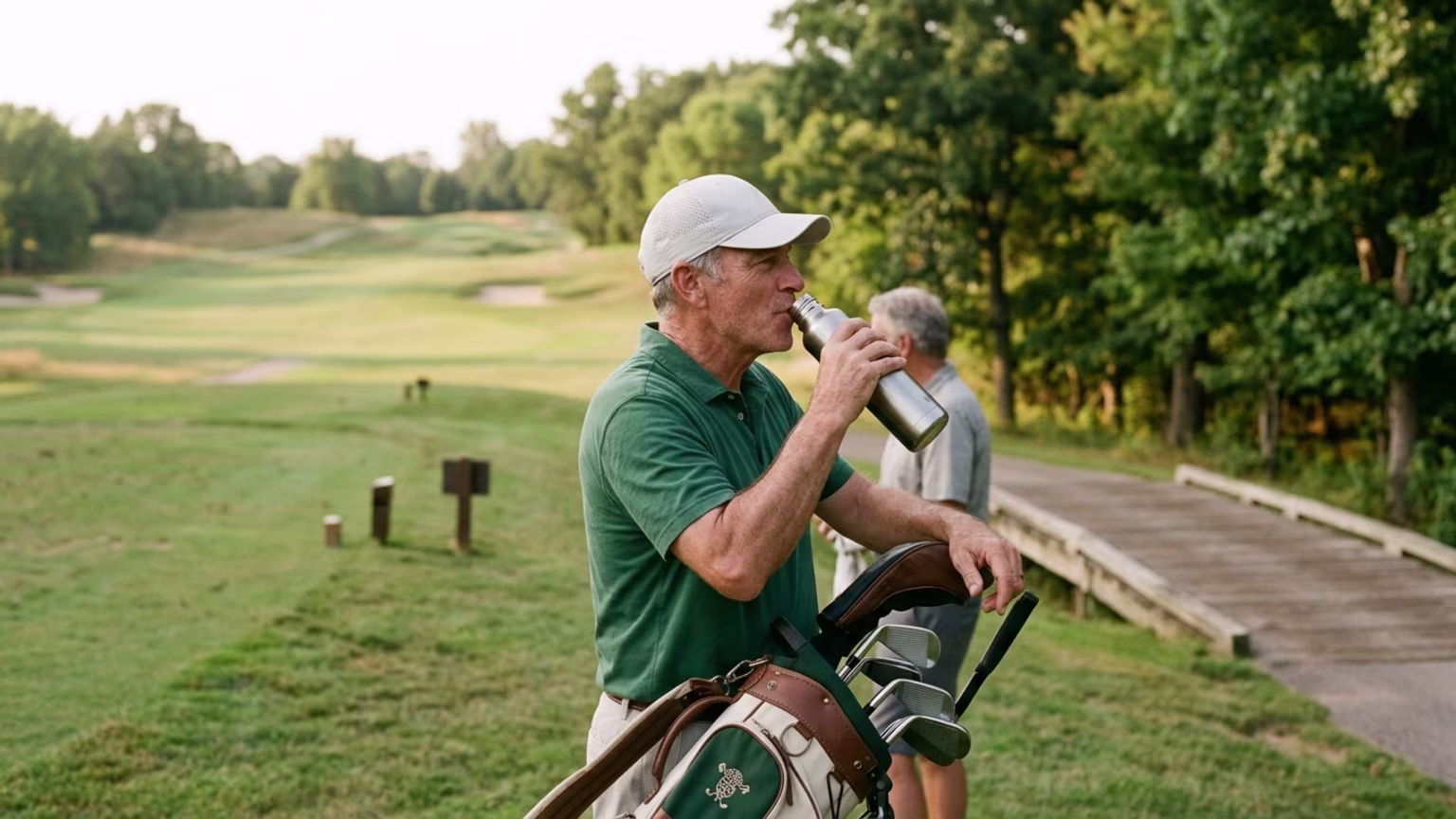 Adjusting Fluid Intake for Weather and Course Terrain to Preserve Rotational Swing Mechanics