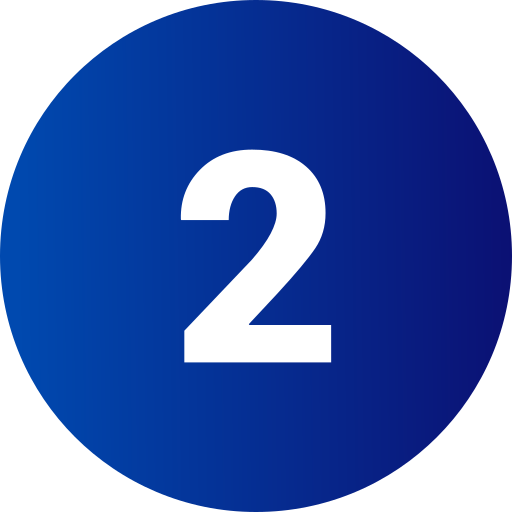 White number 2 centered in a blue circular background with a gradient.