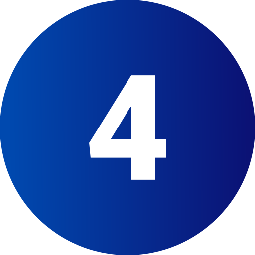White number 4 centered on a blue gradient circular background.