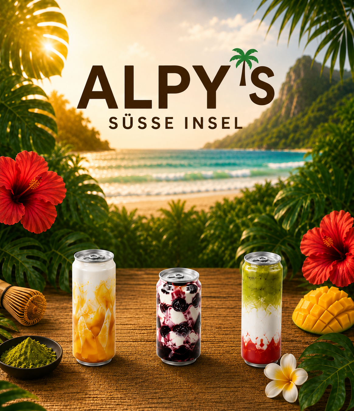 alpy's süsse insel Markenbild mit tropischem Strand