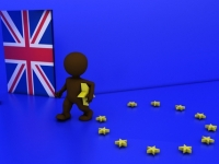 Illustration of a man holding an EU referendum ballot paper