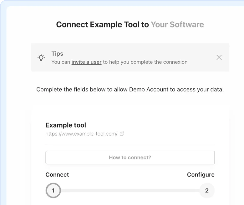 Chift connection flow screen to link a software tool to your product