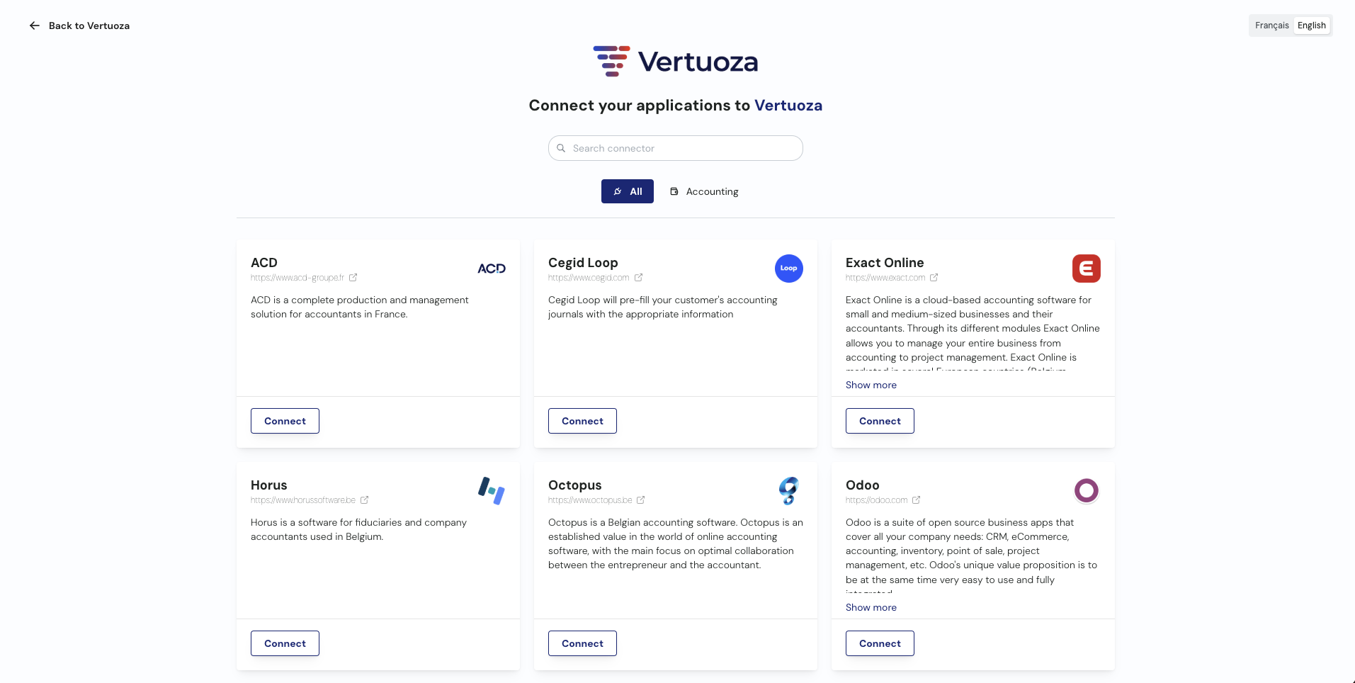 Vertuoza product screenshot illustrating its integration with Chift
