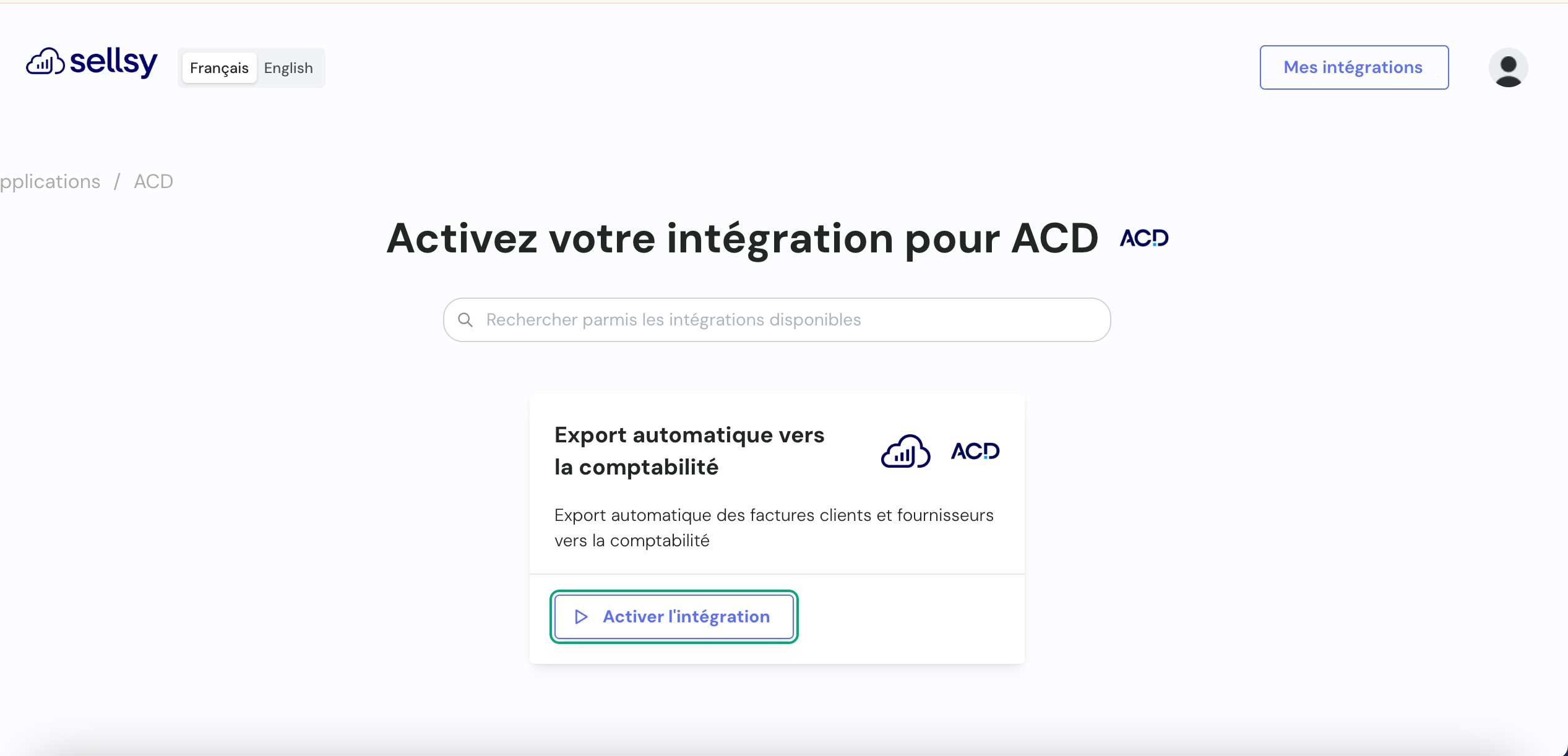 Sellsy product screenshot illustrating its integration with Chift