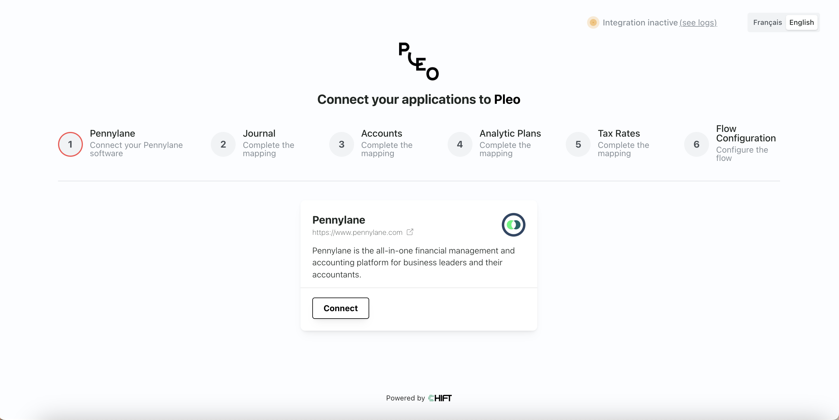Pleo product screenshot illustrating its integration with Chift