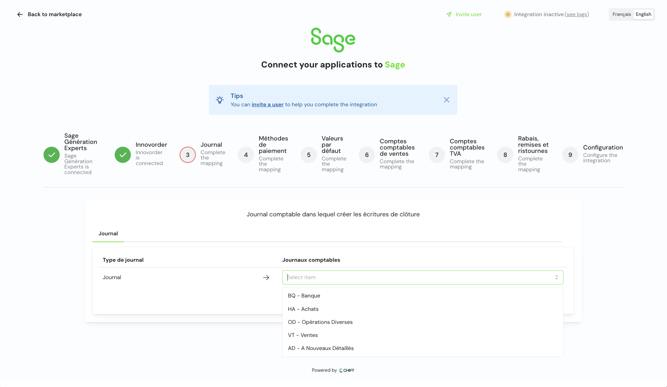 Sage Génération Experts integration with Chift