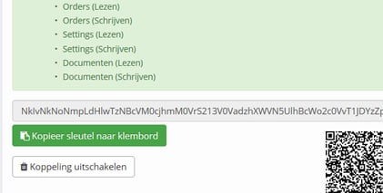 SnelStart screen showing where to copy your API key