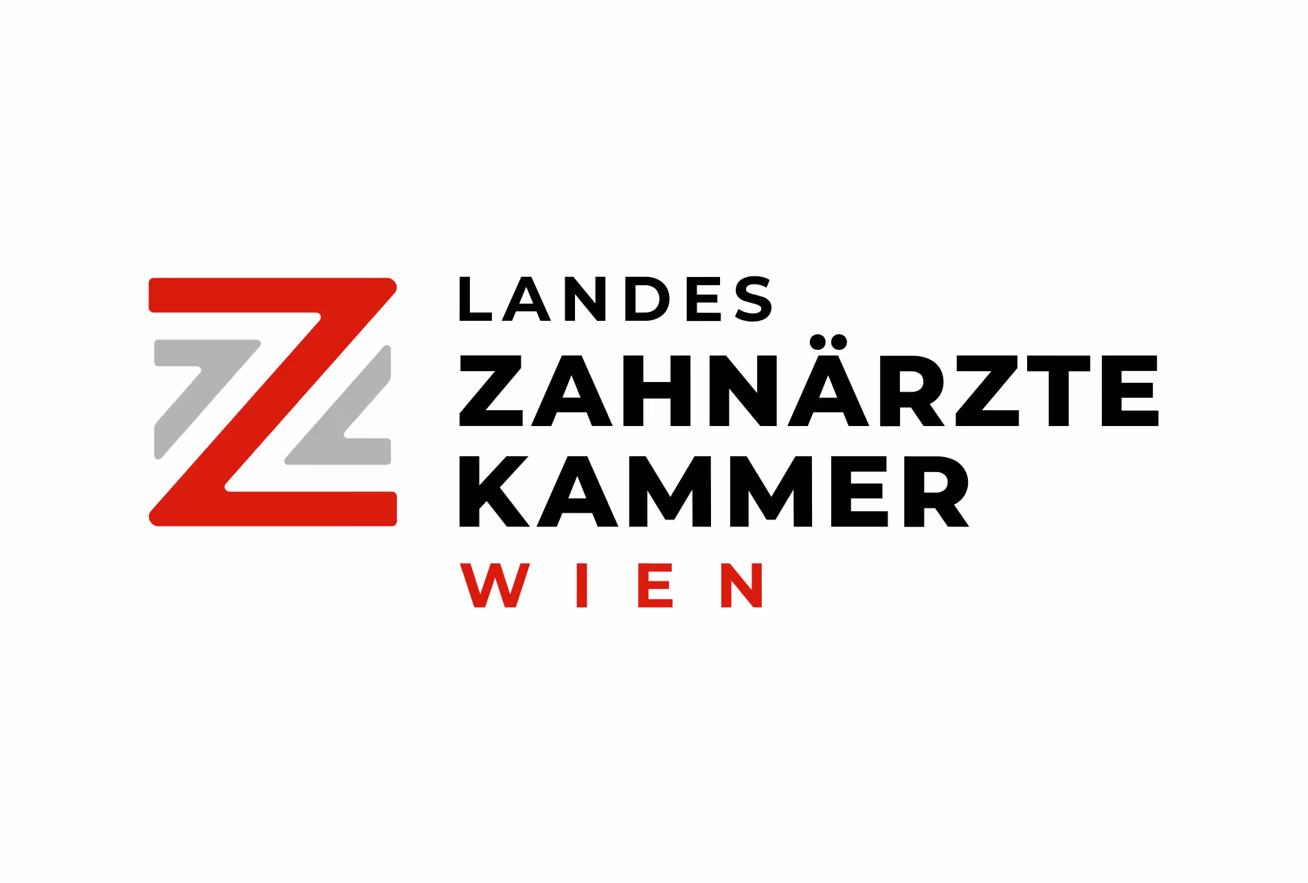 Logo der Landeszahnärztekammer Wien mit roten und grauen Z-Buchstaben.