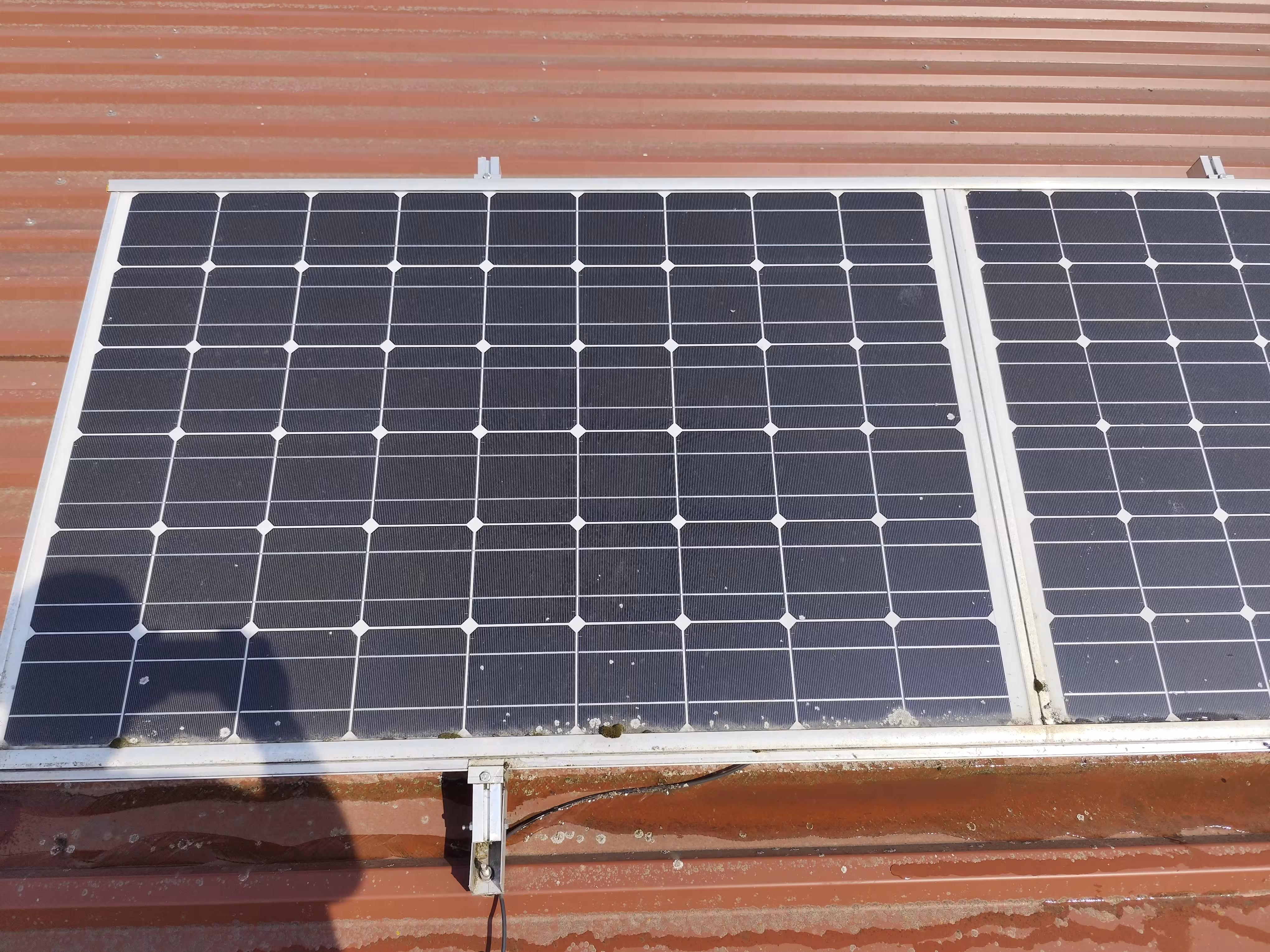 Dreckige Solaranlage wird professionell gereinigt