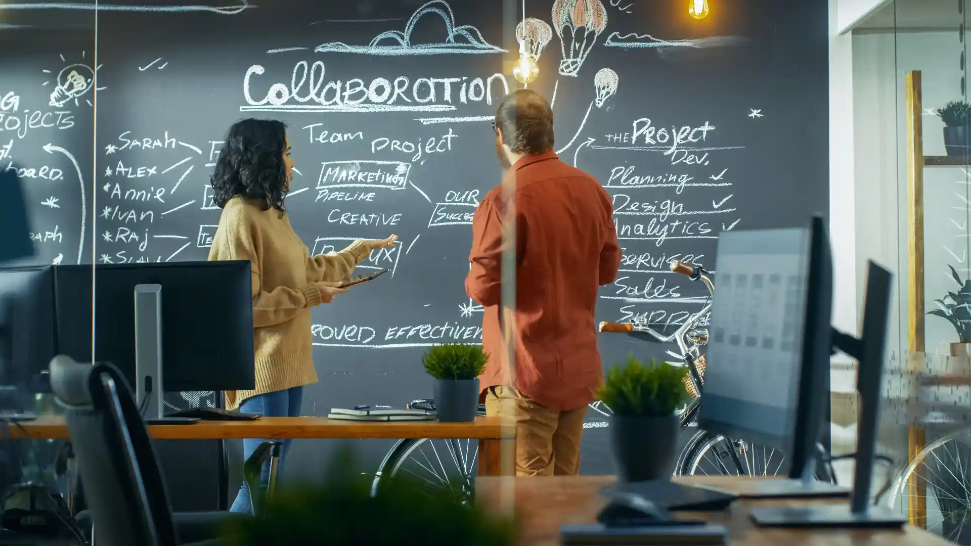Team collaborating on content marketing ideas and business publishing strategy during a planning session.
