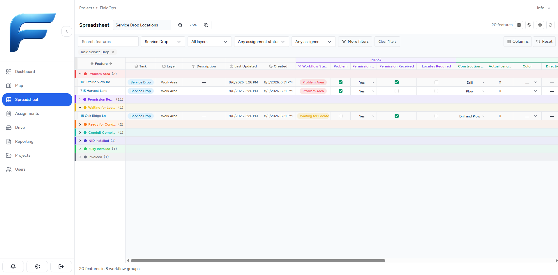 Synced telecom spreadsheets between Web and Mobile