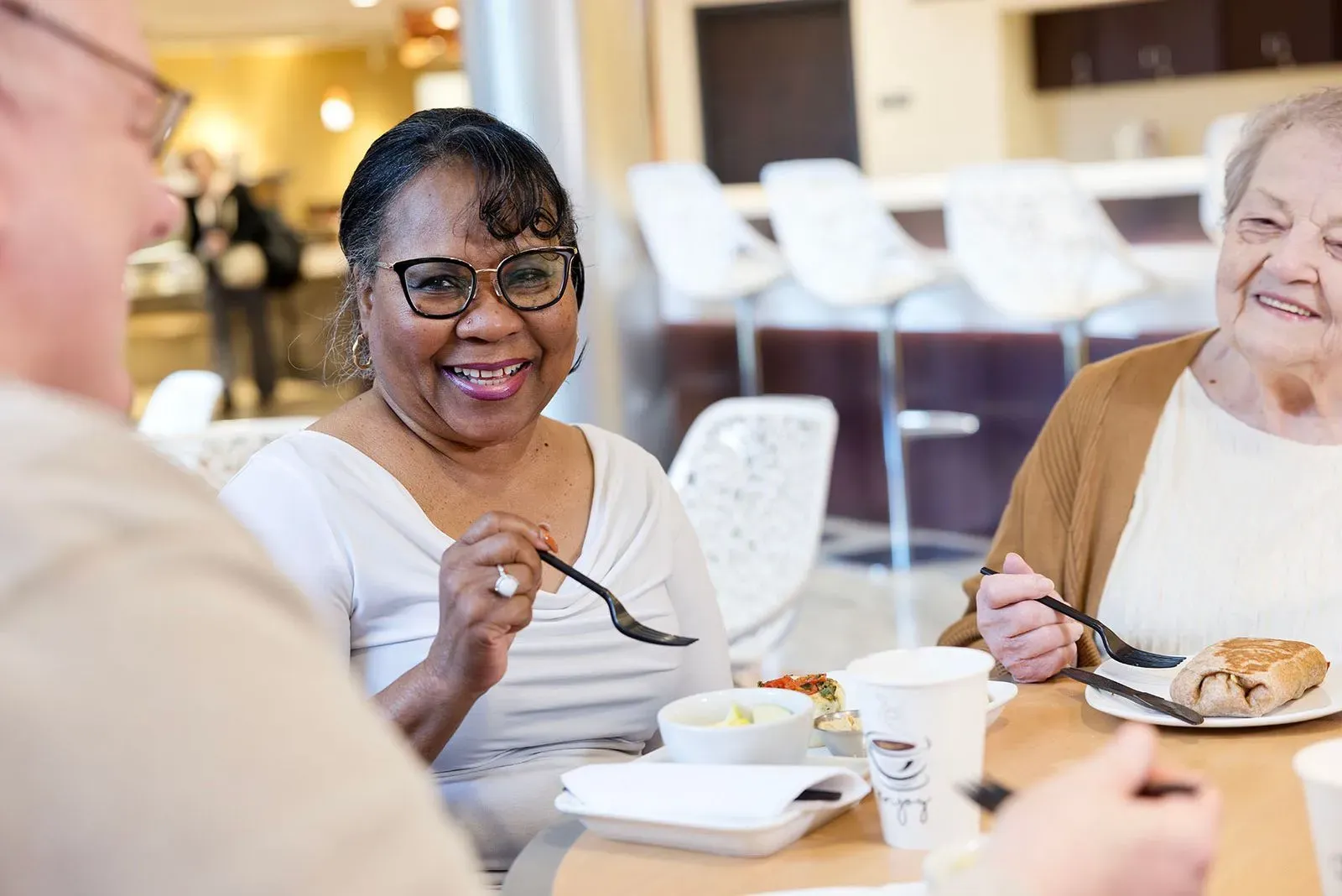 Residents dining in The Lafayette dining room