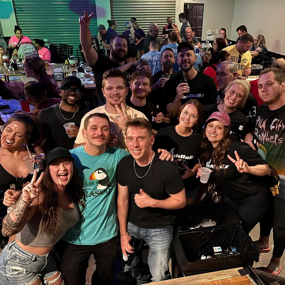 All teams celebrating at a bar