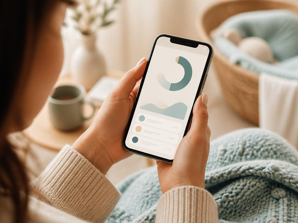 A woman checking her financial wellness score on her phone at home