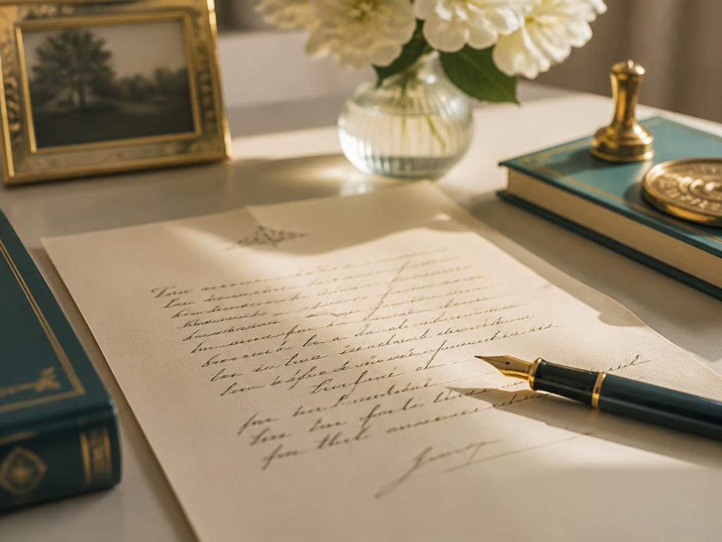 A hand-written will document on a desk with a fountain pen
