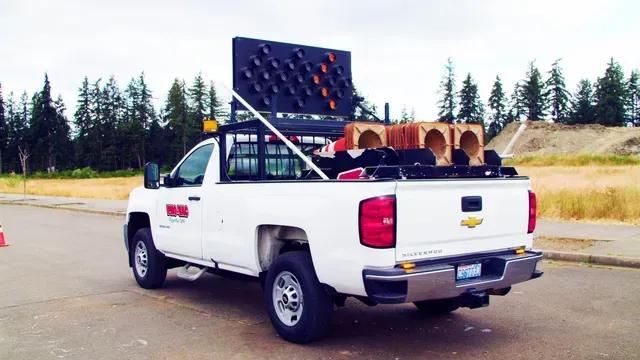 Pro-Vac traffic control pickup with an arrow board and cones