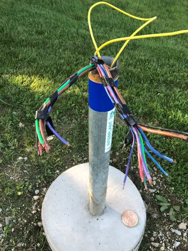Cathodic protection test station with wire leads