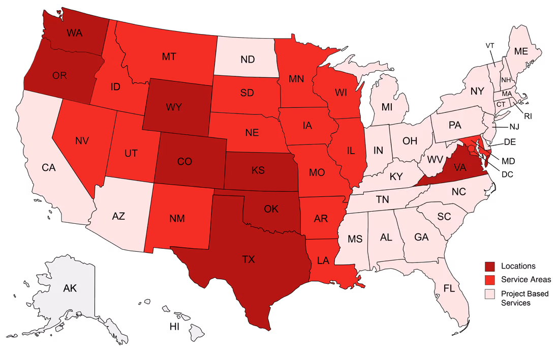 Pro-Vac service area map