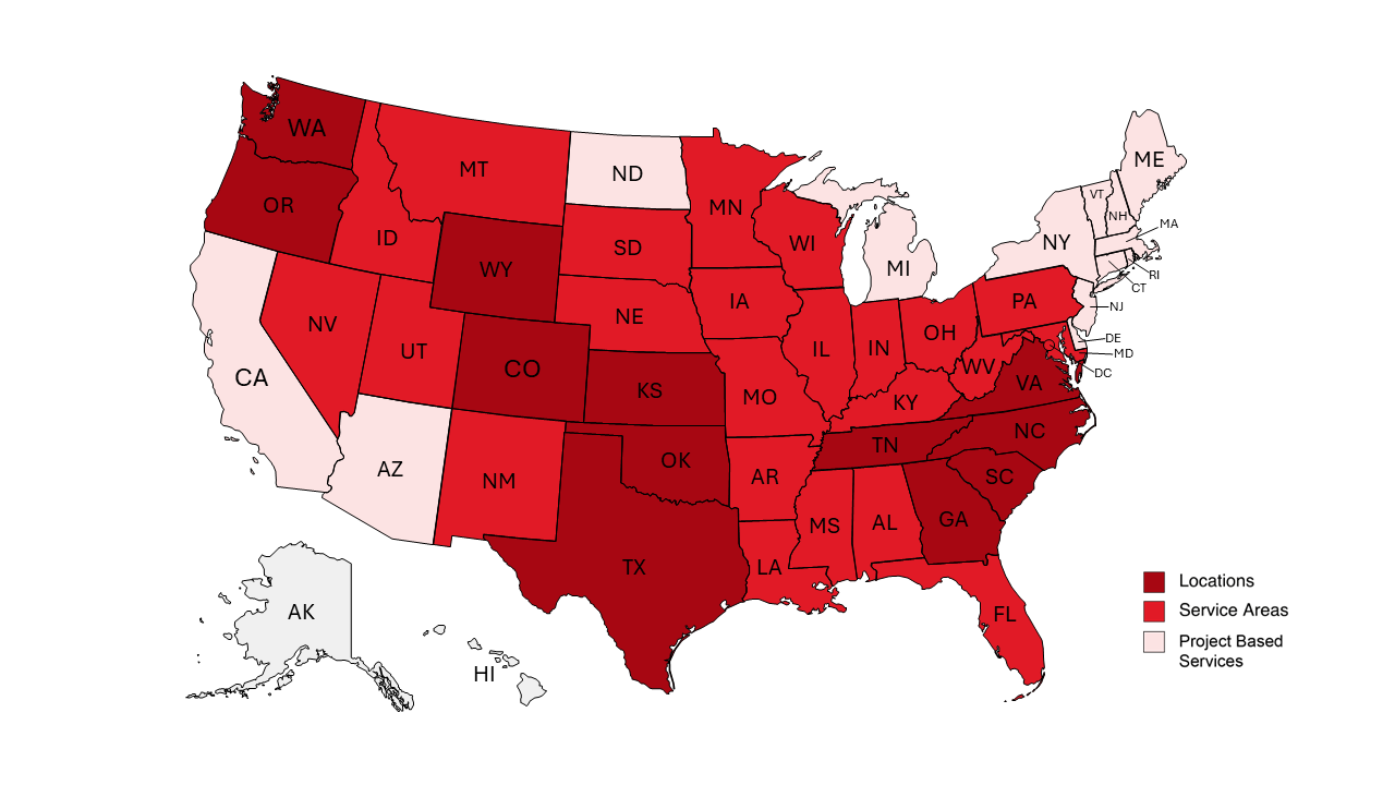 Pro-Vac service area map