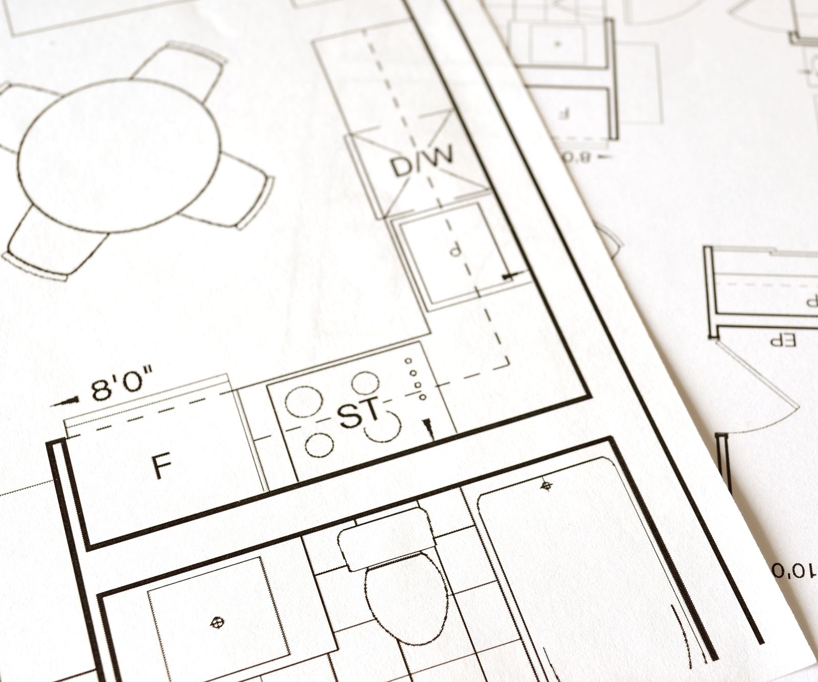 A residential floor plan sheet showing room dimensions and fixture symbols