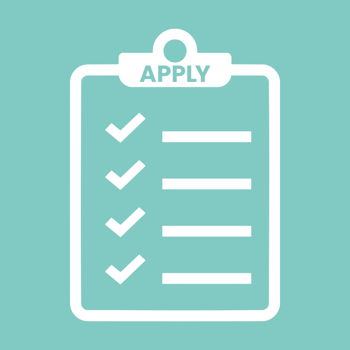 APPLY. A checklist clipboard. Application steps guide for Catholic school families.