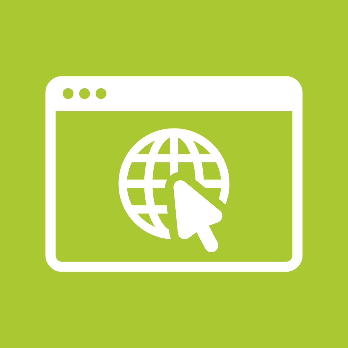 A cursor on a browser window. Website navigation framework for Catholic school enrollment.