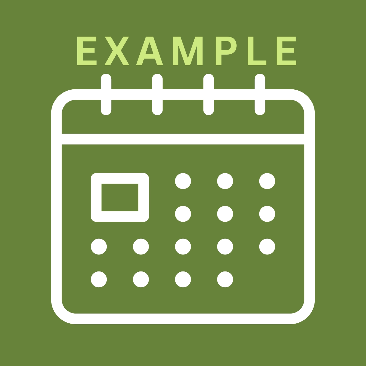 EXAMPLE. A wall calendar. Sample year of Catholic school advancement planning.