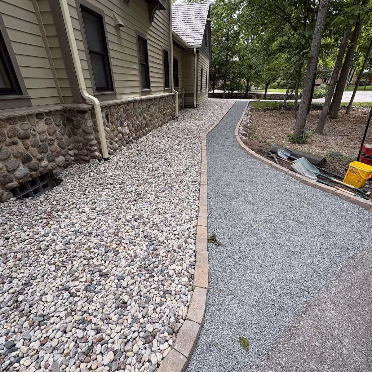 Decorative landscape rock installation for residential properties in Washington County, Wisconsin
