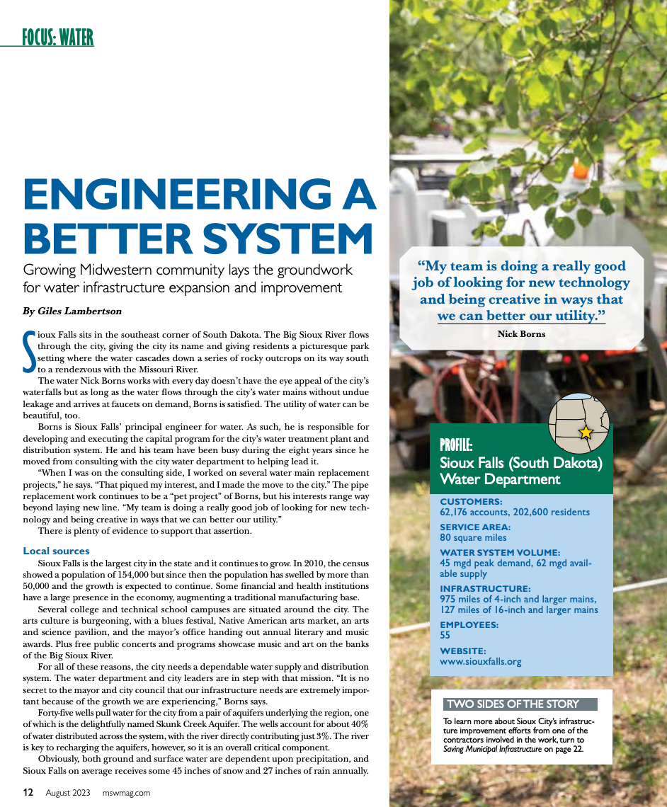 Municipal Sewer and Water Magazine feature page 2