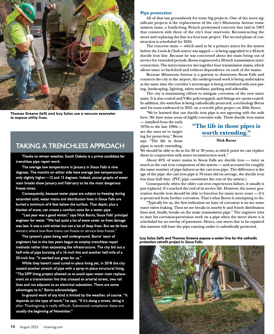 Municipal Sewer and Water Magazine feature page 4