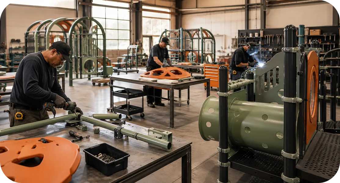 Playground manufacturing process featured in the menu