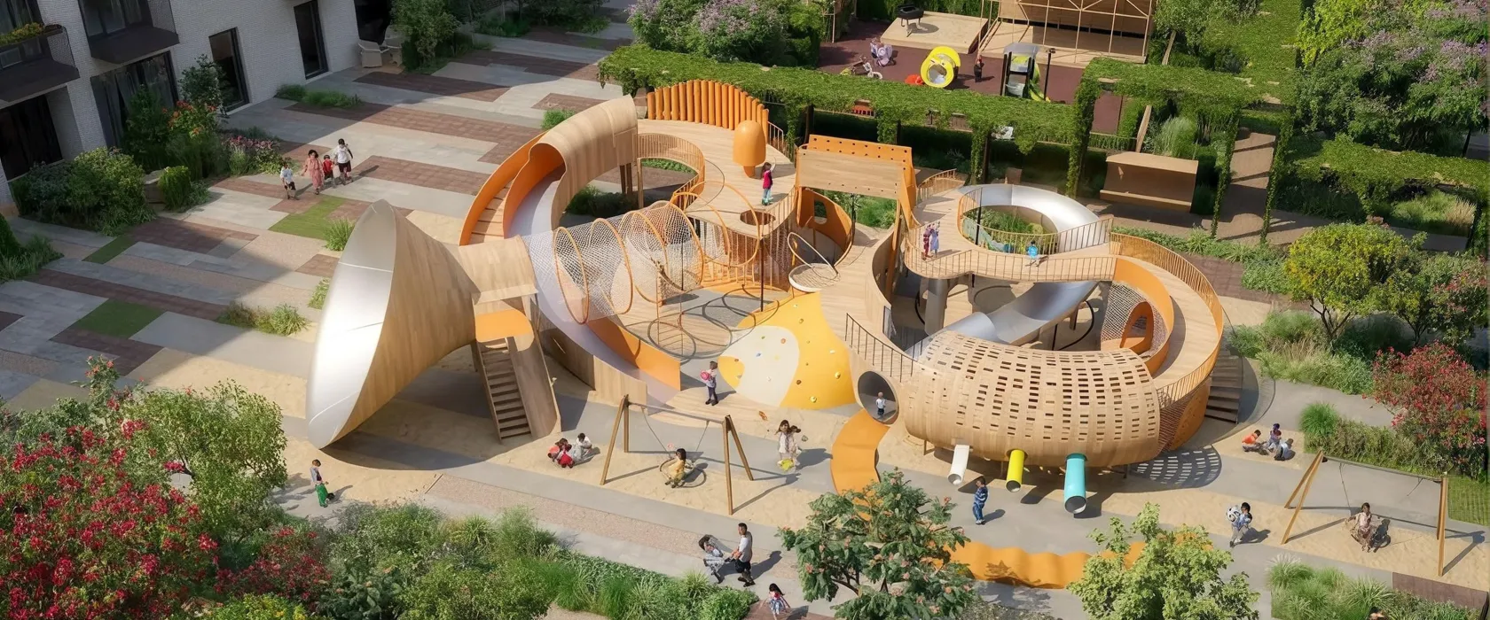 Children enjoying outdoor playground activities