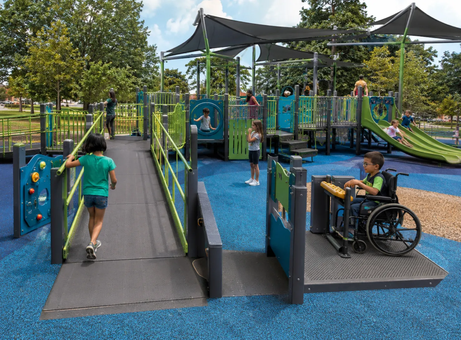 Children enjoying outdoor playground activities