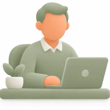Adult working at a laptop illustration