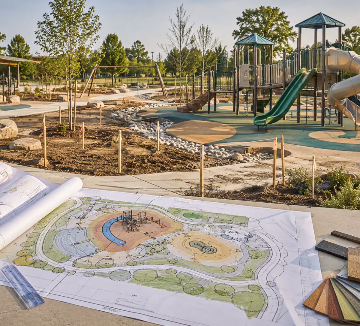 Children enjoying outdoor playground activities