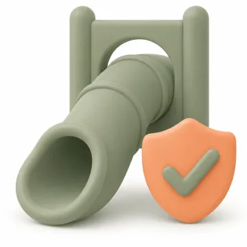 Tube slide with safety shield icon