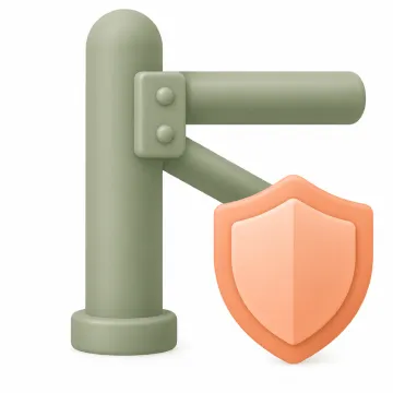 Post and rail fitting with safety shield icon