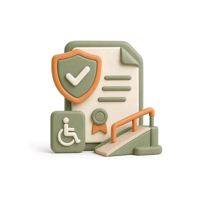 ADA compliance certificate with accessible ramp icon
