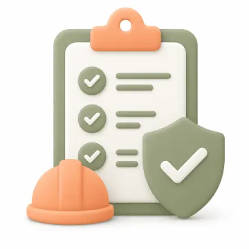 Safety inspection checklist with hard hat icon