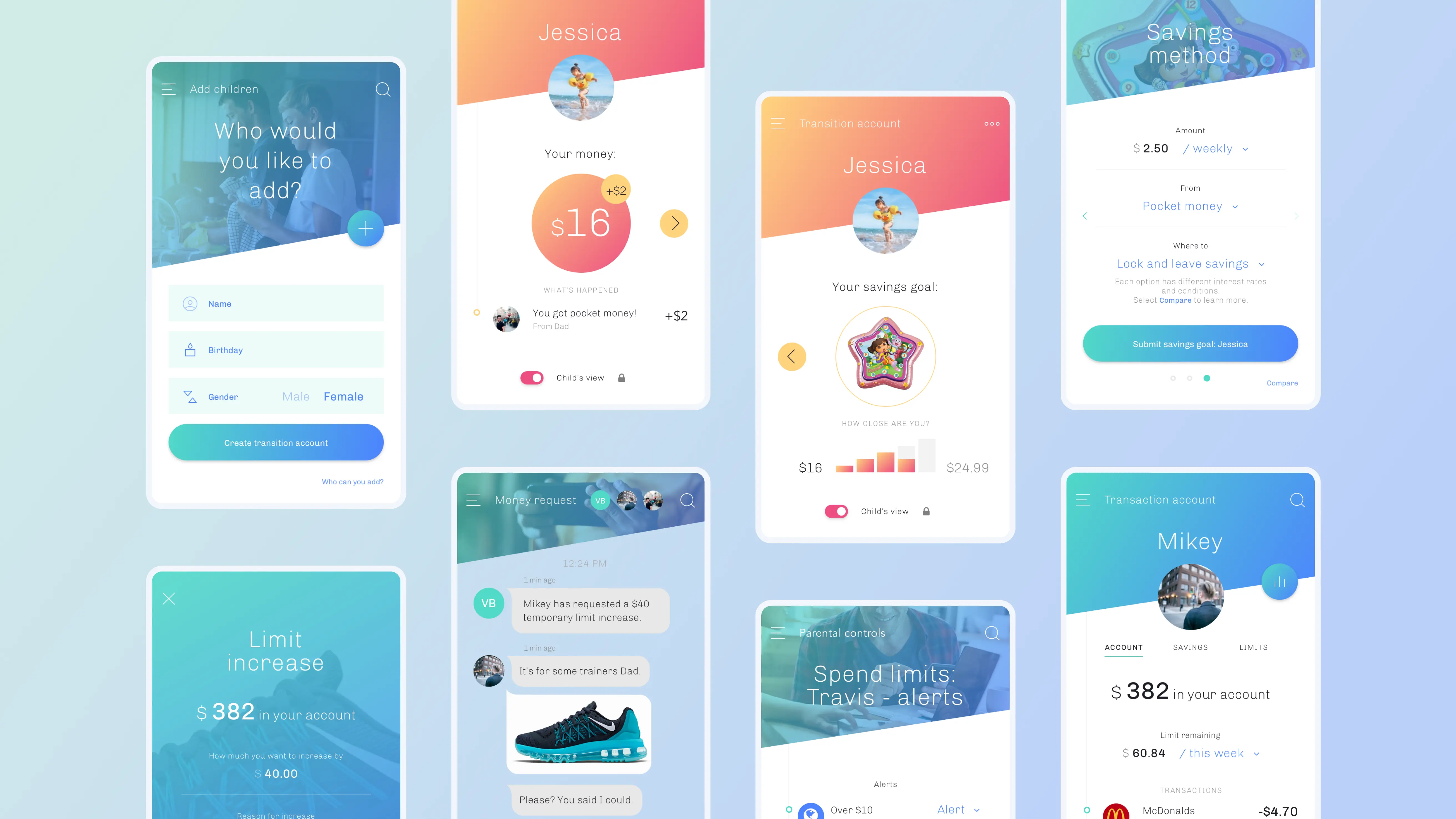 Various mobile screen mockups 