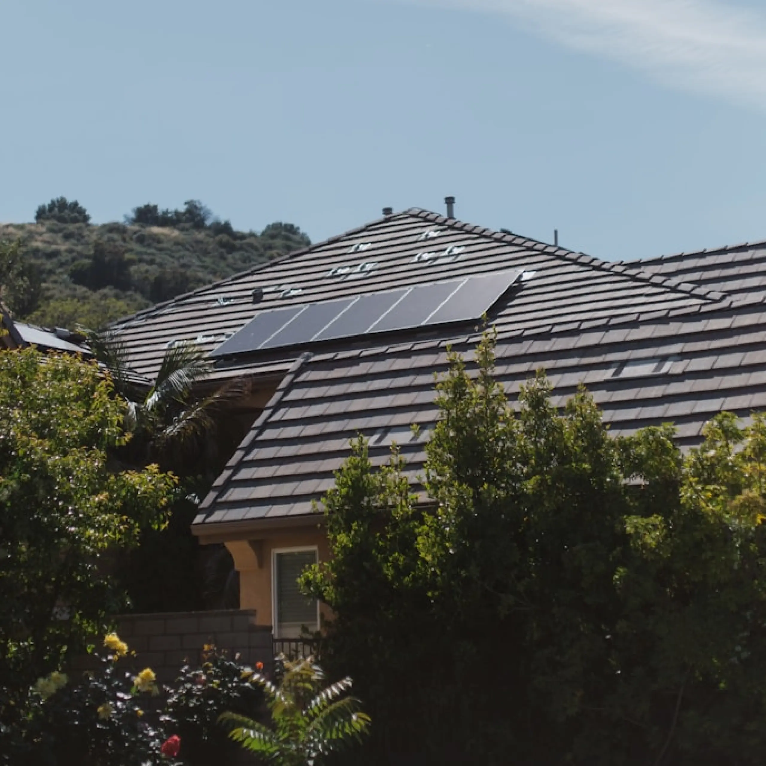 A house with solar panels on the roof