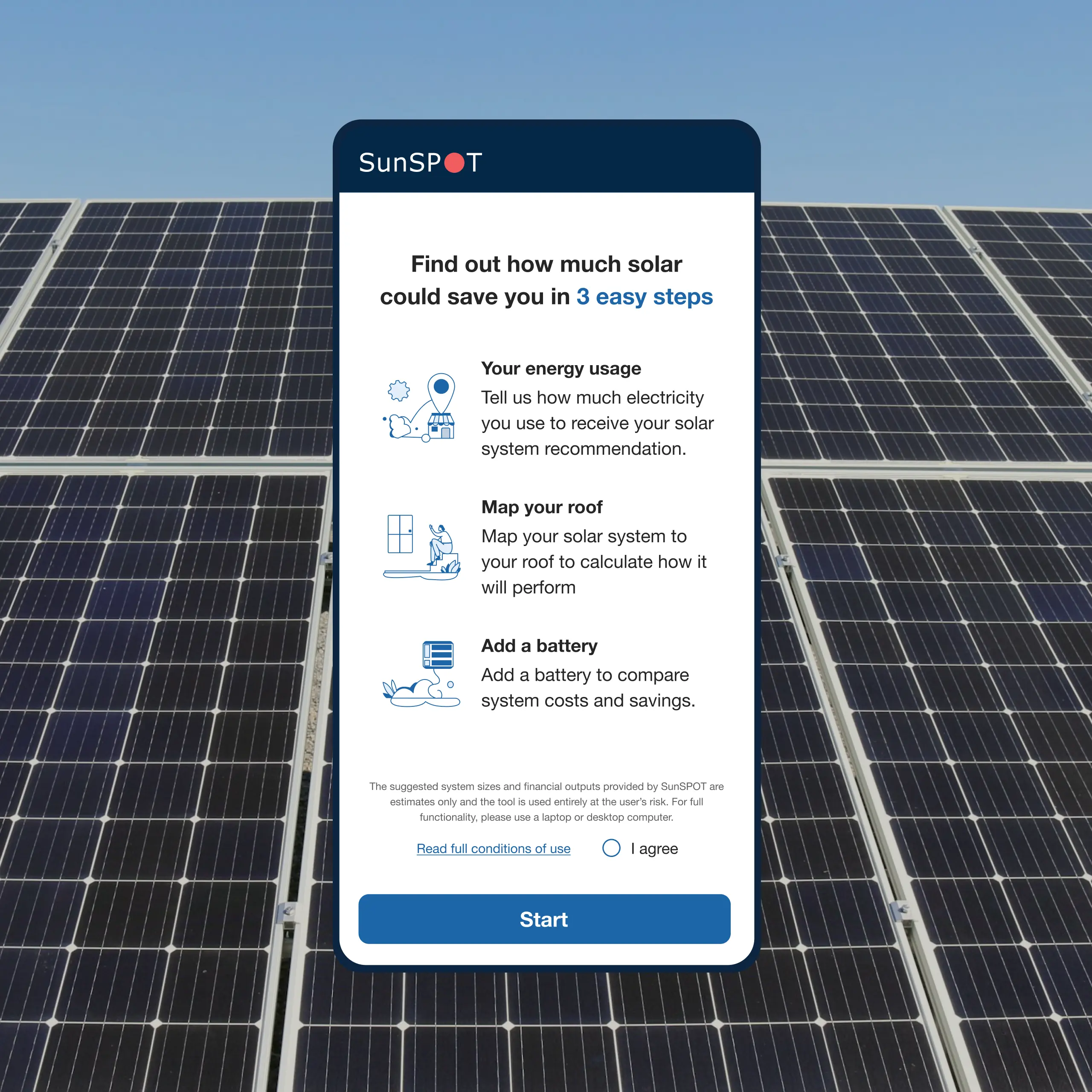 Onboarding screen on a mobile device