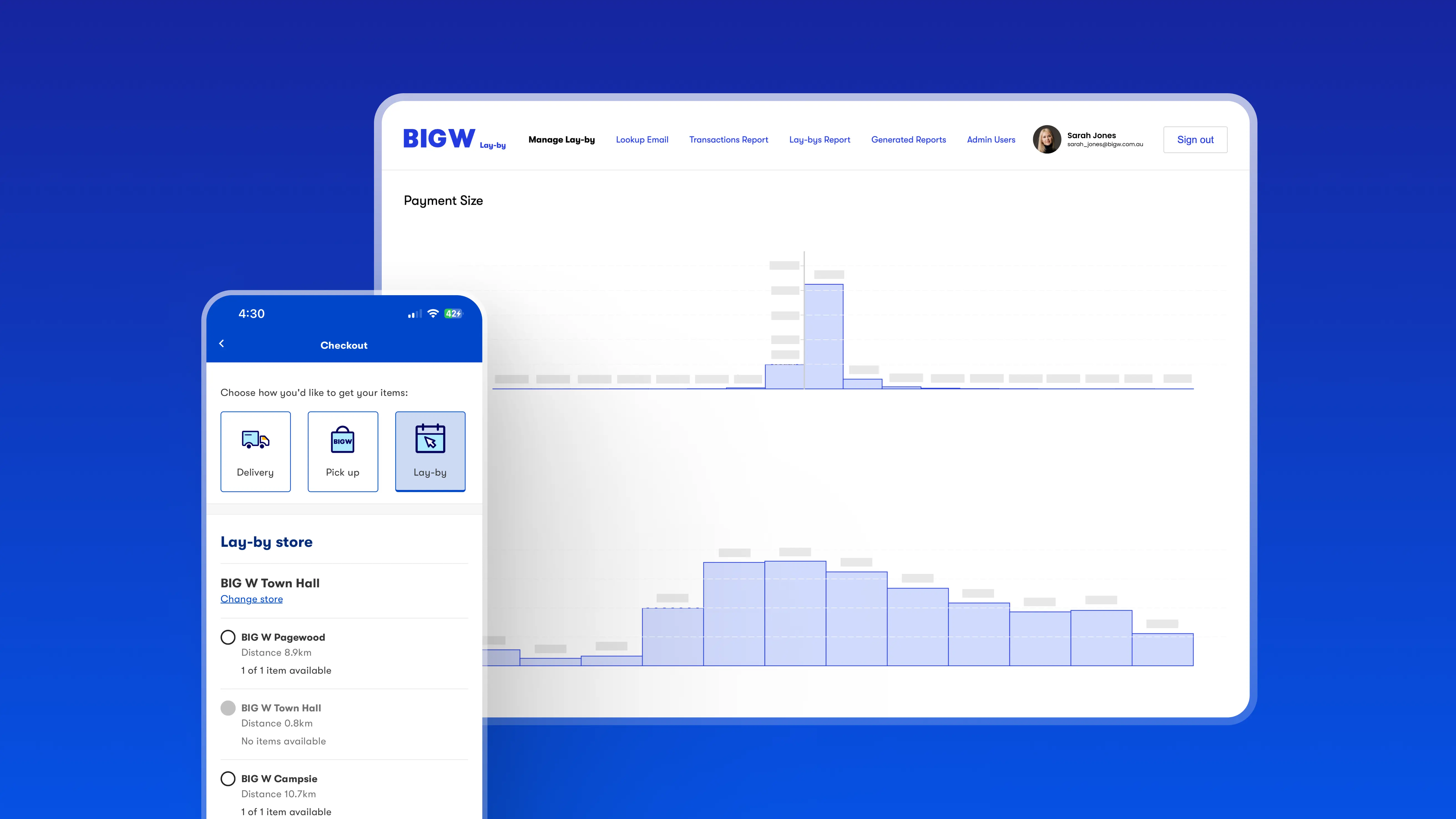 2 screens for layby dashboard and layby payment option on app