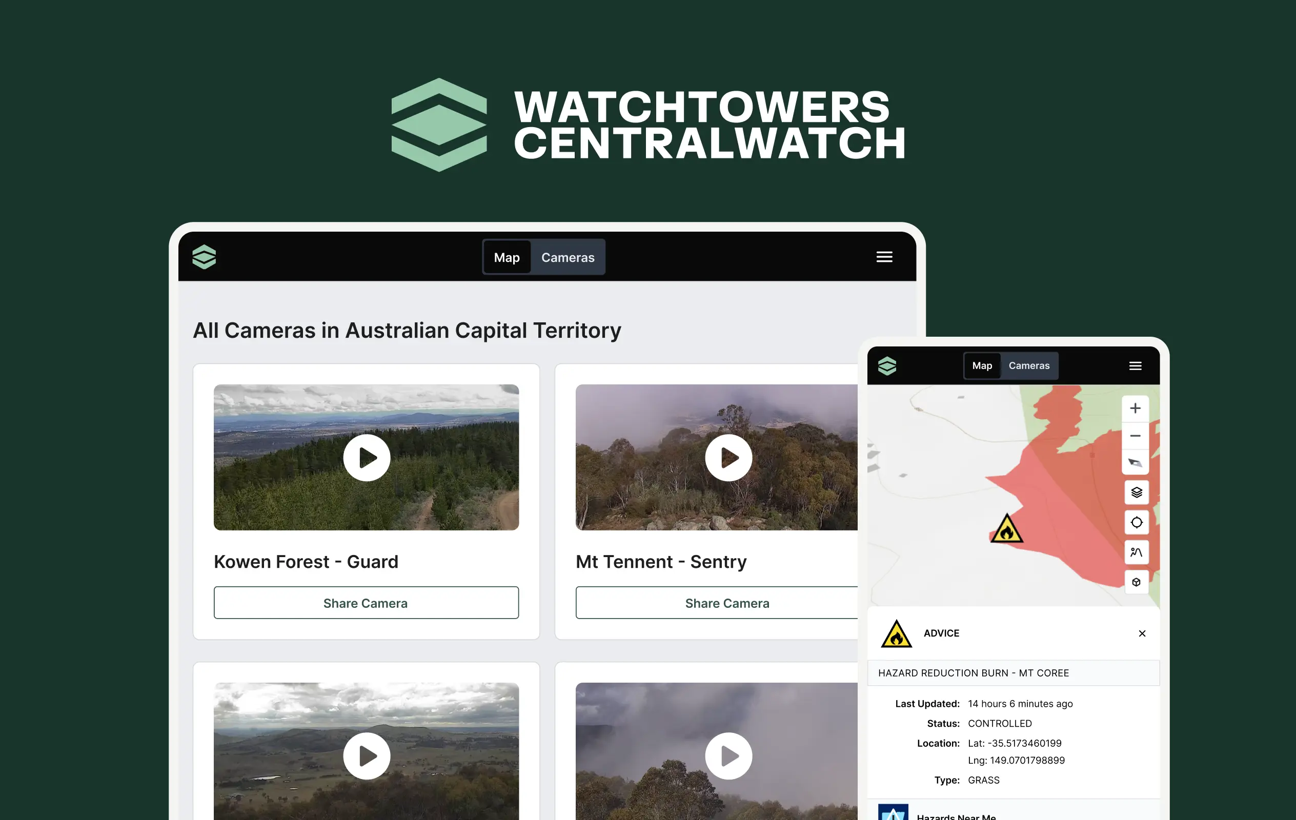 Watchtowers Centralwatch on a desktop and mobile screen