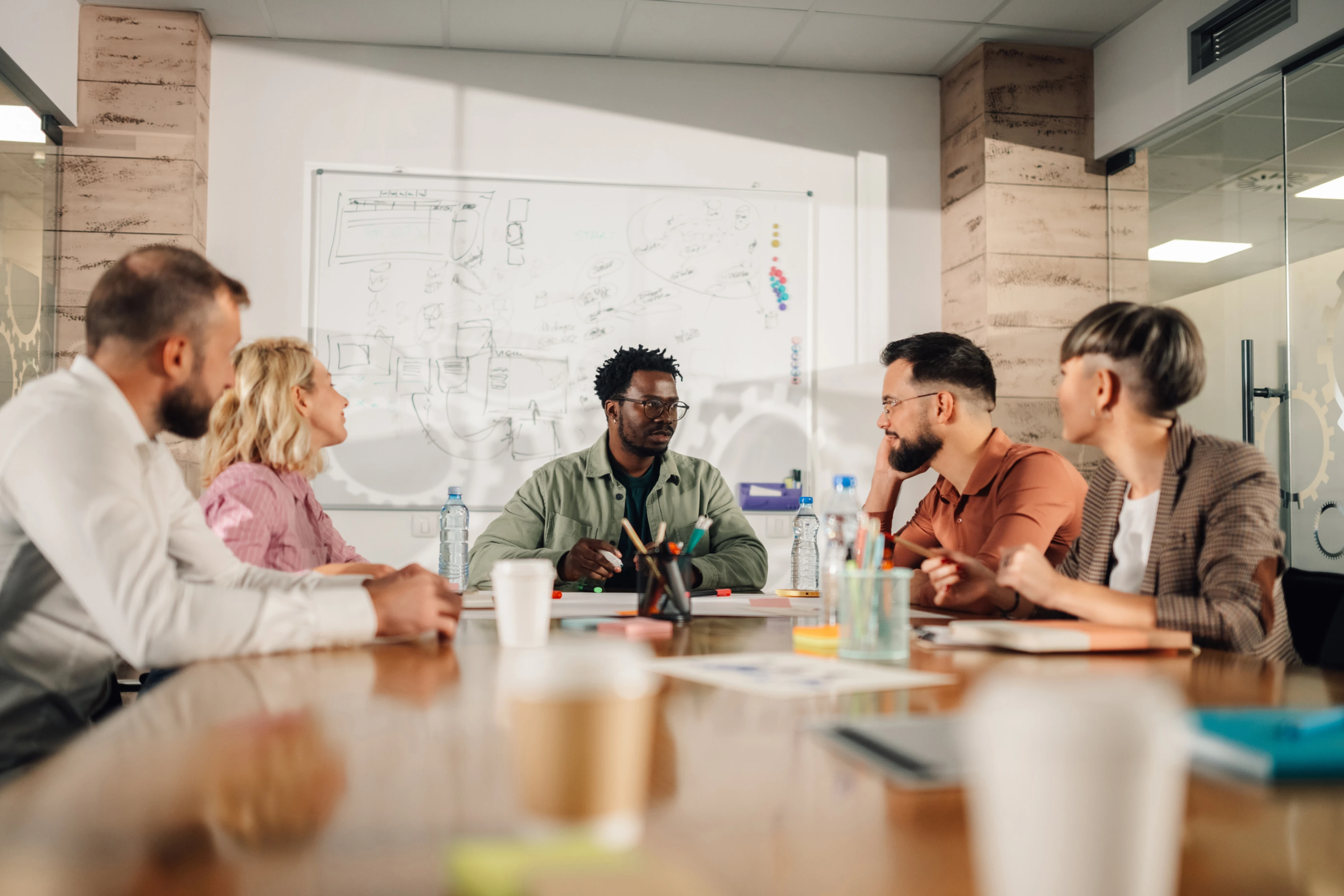 An Upgrowth team working through a problem together