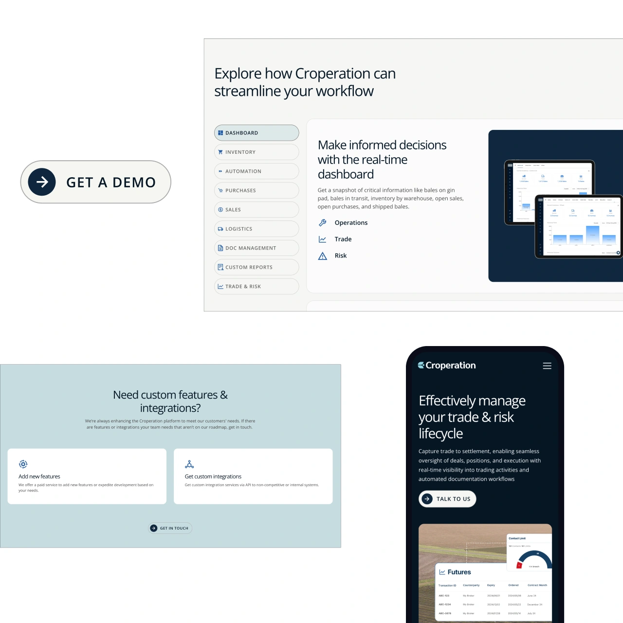Croperation website pages on desktop and mobile